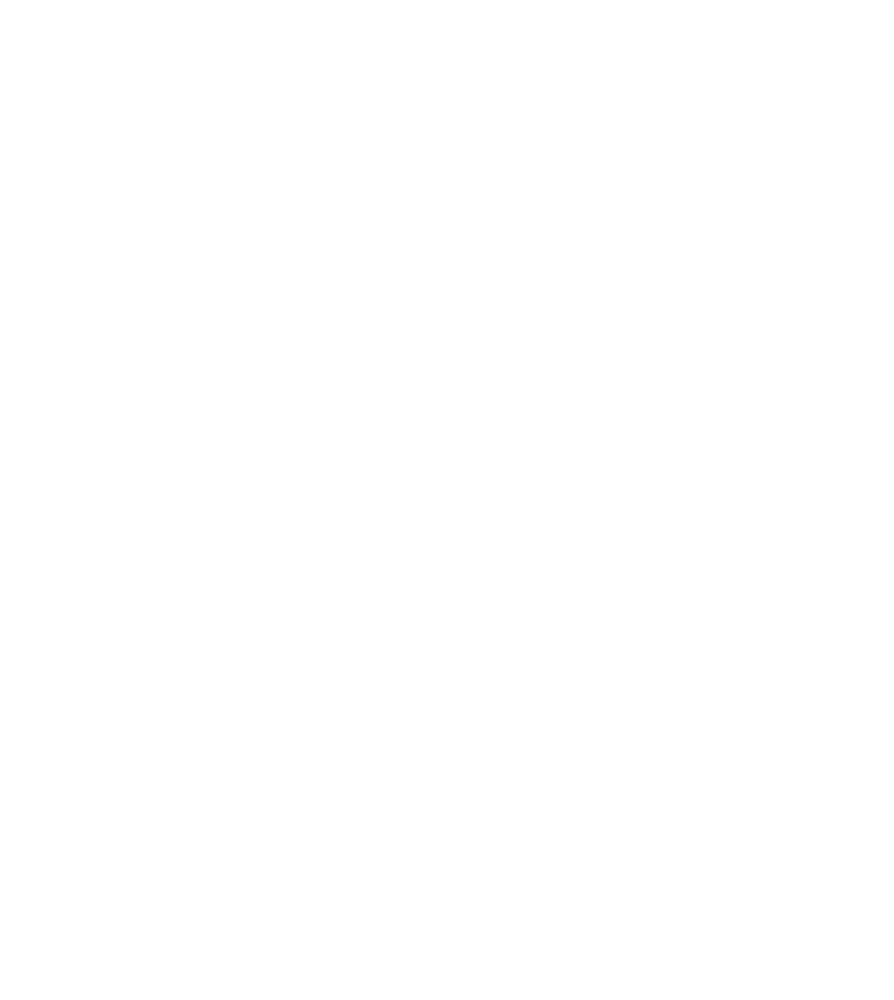Atom symbol with heart and sparkles design.
