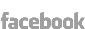 Facebook logo in gray text.