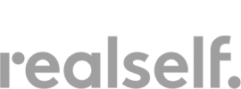 RealSelf logo in grayscale.