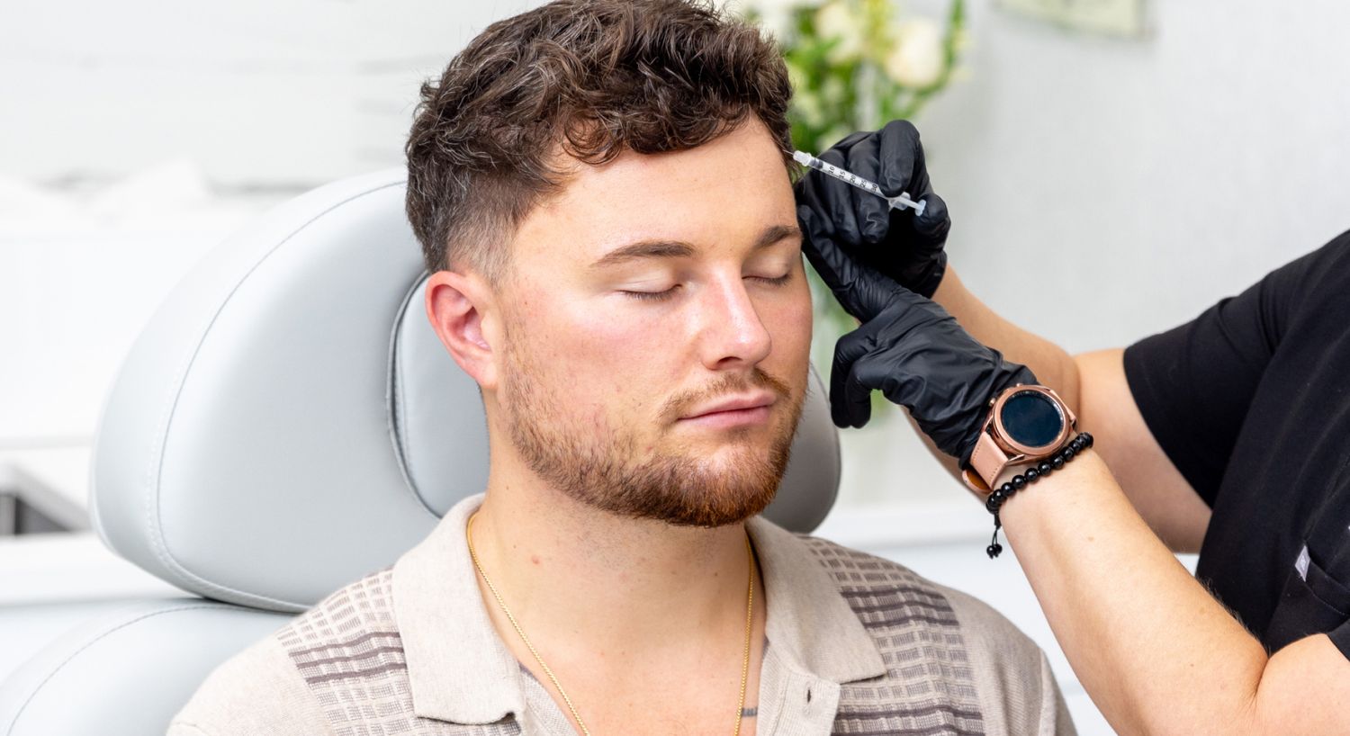 Dysport patient model getting an injection at a med spa