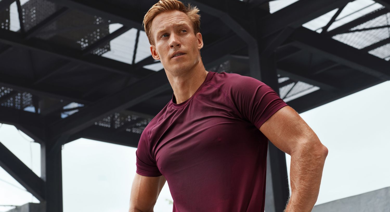 Peptide Therapy patient model with a moroon shirt on