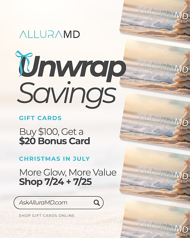 Allura MD gift card promotion and savings offer.